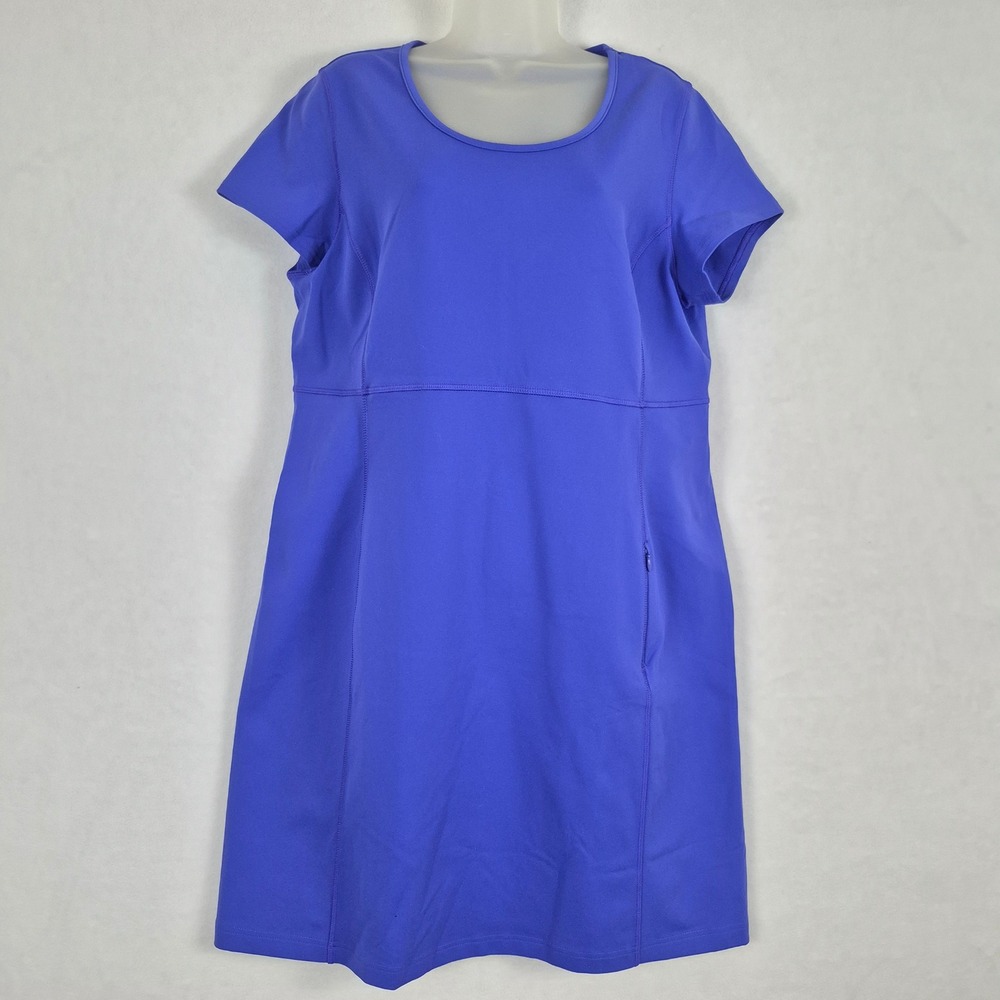 NWT Duluth Trading Co NoGA Stretch Dress Royal Blue Short Sleeve Size Large